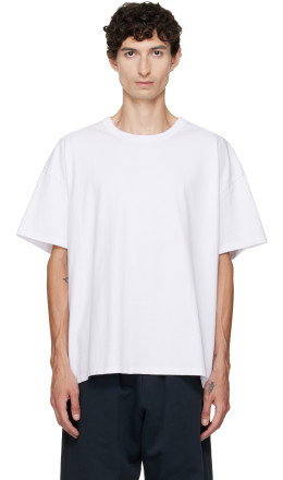 White Heavyweight Binded Neck Oversized T-shirt - Les Tien