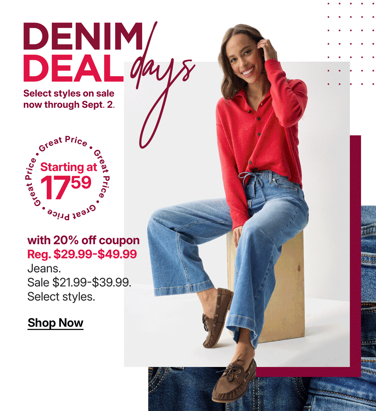 starting at $17.59 jeans