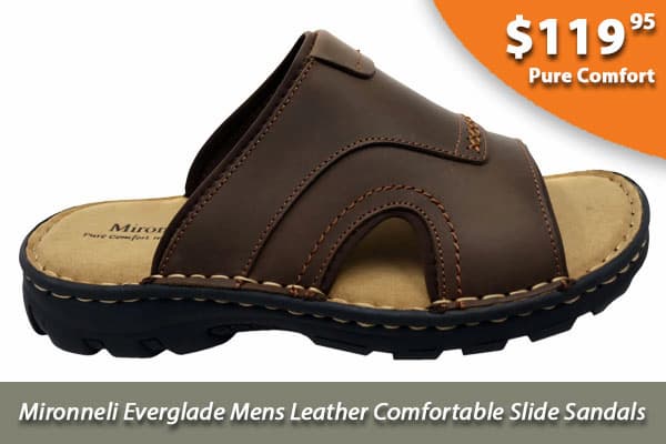 Mironneli Everglade Mens Leather Comfortable Slide Sandals