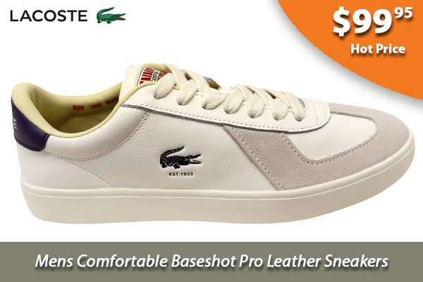 Lacoste Mens Comfortable Baseshot Pro Leather Sneakers