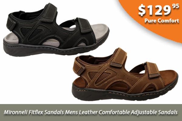 Mironneli Fitflex Sandals Mens Leather Comfortable Adjustable Sandals