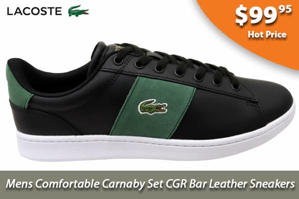 Lacoste Mens Comfortable Carnaby Set CGR Bar Leather Sneakers