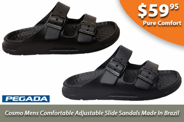 Pegada Cosmo Mens Comfortable Adjustable Slide Sandals Made In Brazil
