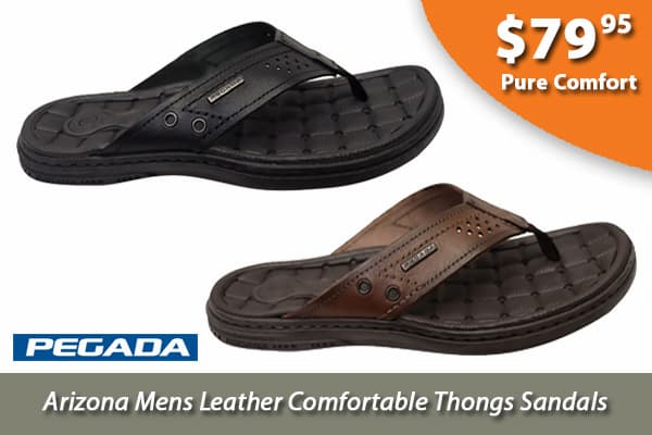 Pegada Arizona Mens Leather Comfortable Thongs Sandals Made In Brazil