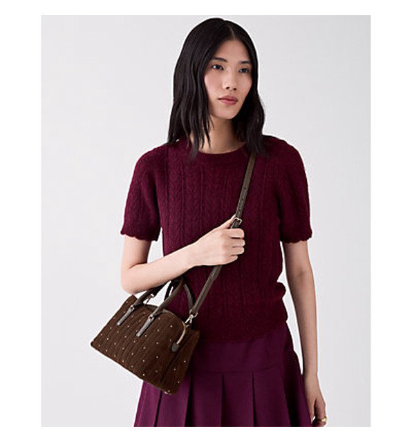 Thompson Street Quilted Suede Small Satchel Bag