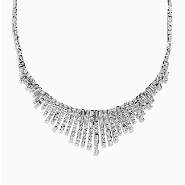 14K White Gold Diamond Fringe Necklace