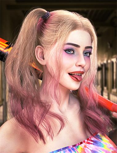 dForce FE Ombre Ponytails Strand-Based Hair for Genesis 9, 8 and 8.1