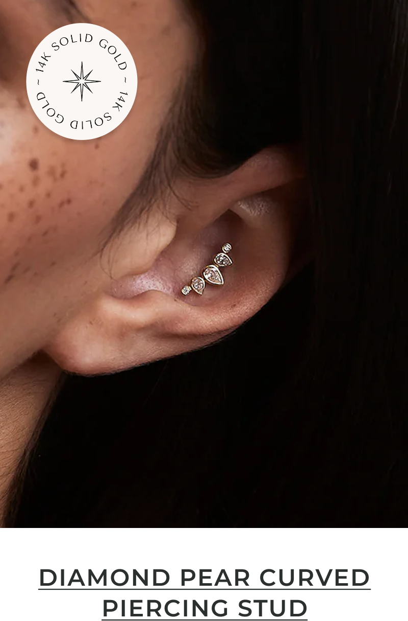 DIAMOND PEAR CURVED PIERCING STUD
