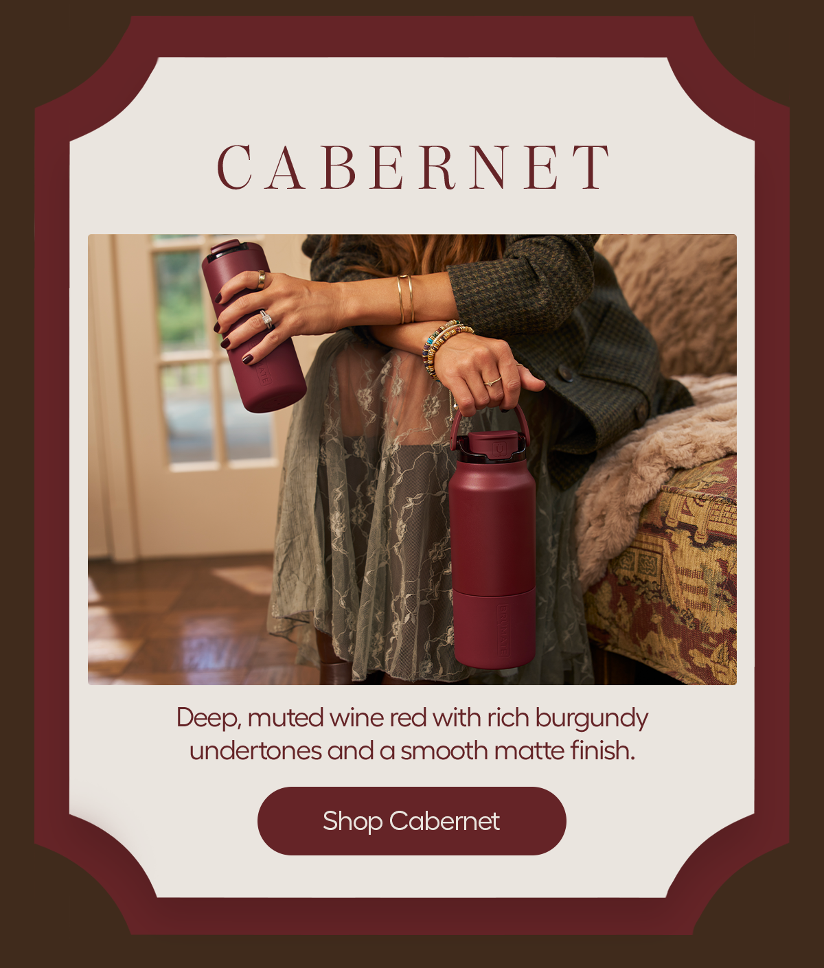Deep, muted wine red with rich burgundy undertones and smooth matte finish. - Shop Cabernet 