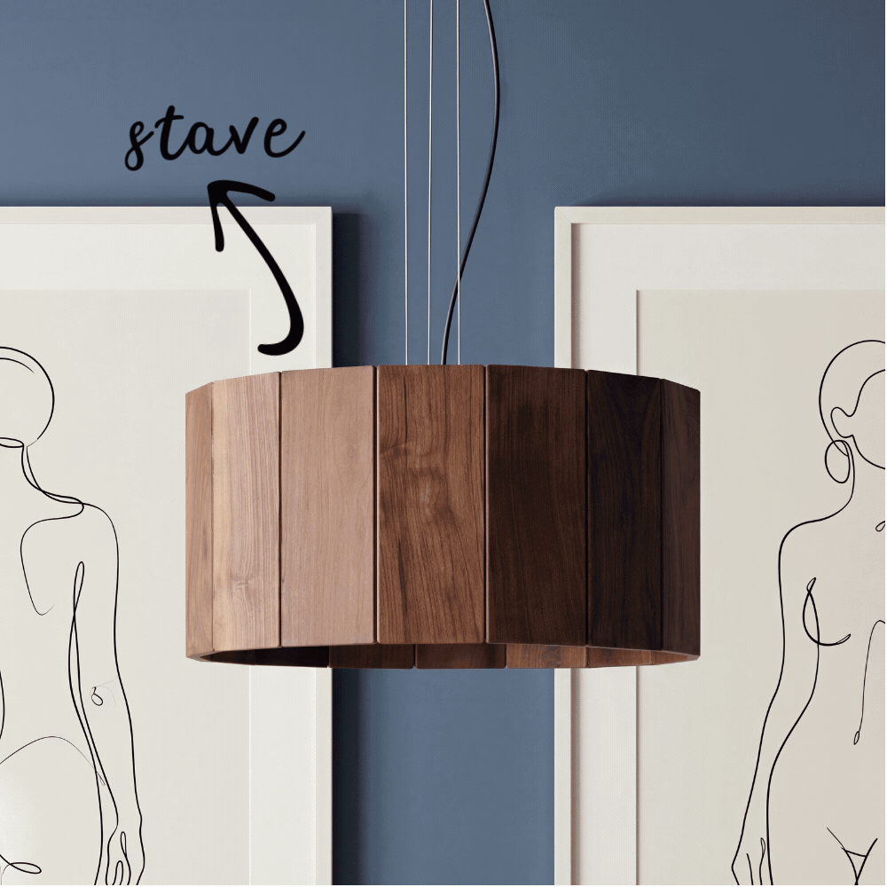 stave pendant in dark walnut