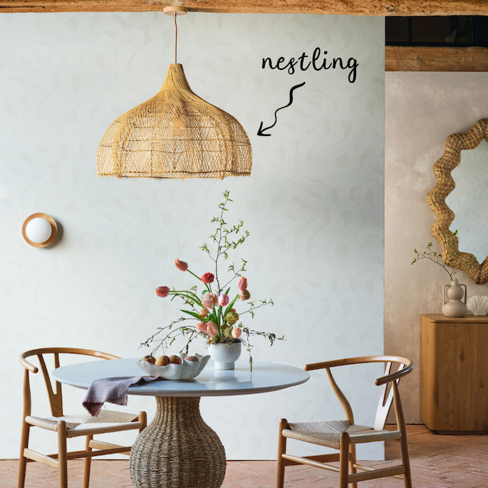 nestling pendant in natural rattan