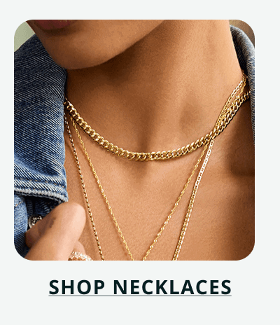 Layered gold chain necklaces in various link styles. Click here to shop necklaces