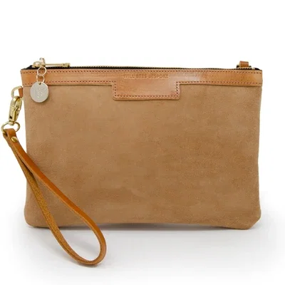 DIANA 2 in 1 CLUTCH in Camel Suede