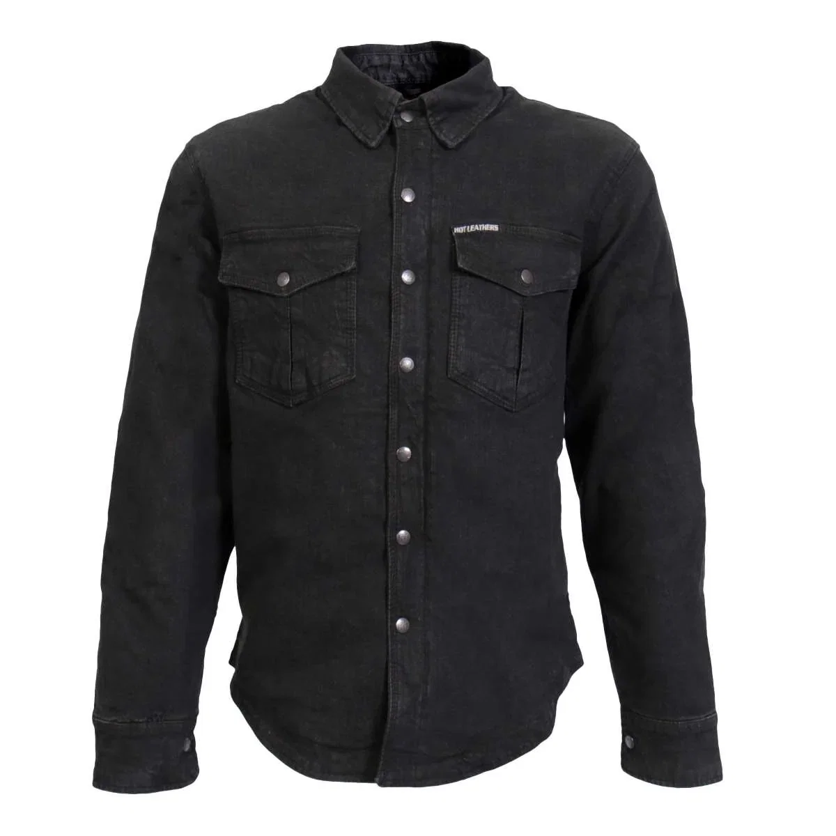 Image of Hot Leathers JKM3009 Men's Black Denim CE Armored Flannel Motorcycle Shirt Jacket - Aramid Fiber Reinforced