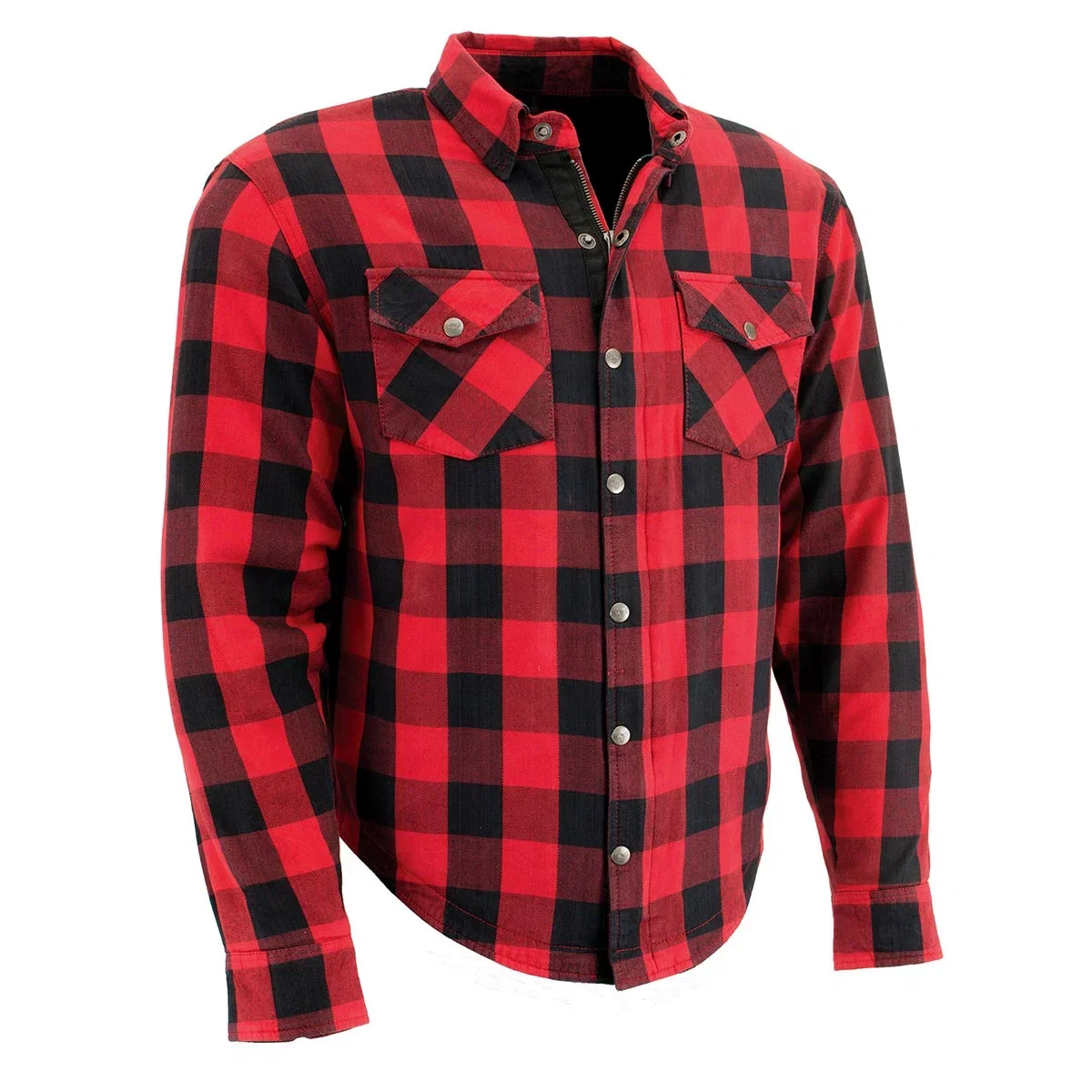 Image of Milwaukee Leather MPM1631 Men's Plaid Flannel Biker Shirt with CE Approved Armor - Reinforced w/ Aramid Fiber