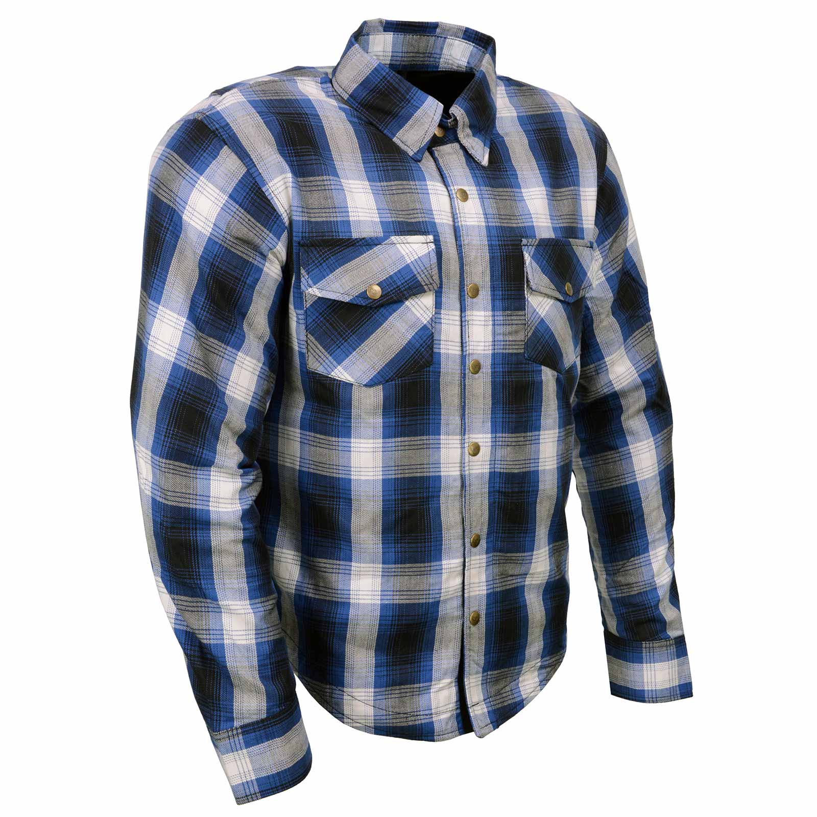 Image of Milwaukee Leather MPM1650 Men's Plaid Flannel Biker Shirt with CE Approved Armor - Reinforced w/ Aramid Fiber