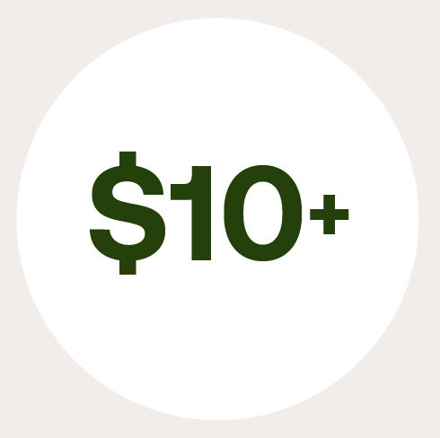 $10+