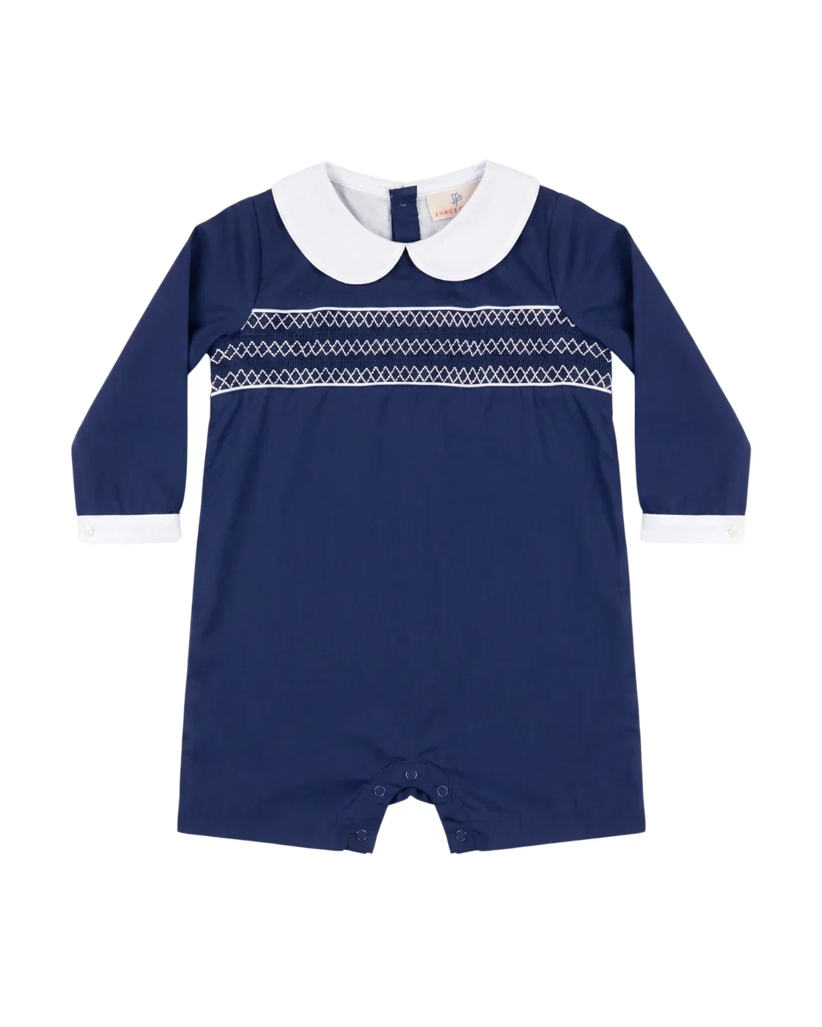 Image of Smocked Navy Shortall