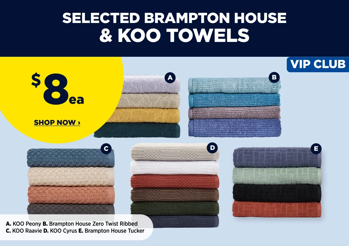 BRAMPTON HOUSE ZERO TWIST RIBBED, KOO RAAVIE ,KOO PEONY & KOO CYRUS BATH TOWELS Brampton house tucker