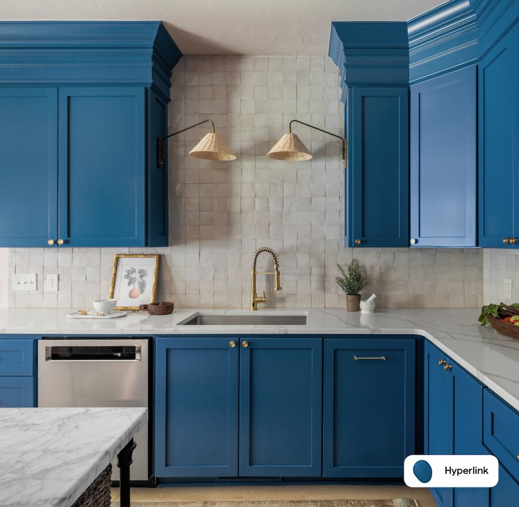 Kitchen featuring blue paint color Hyperlink