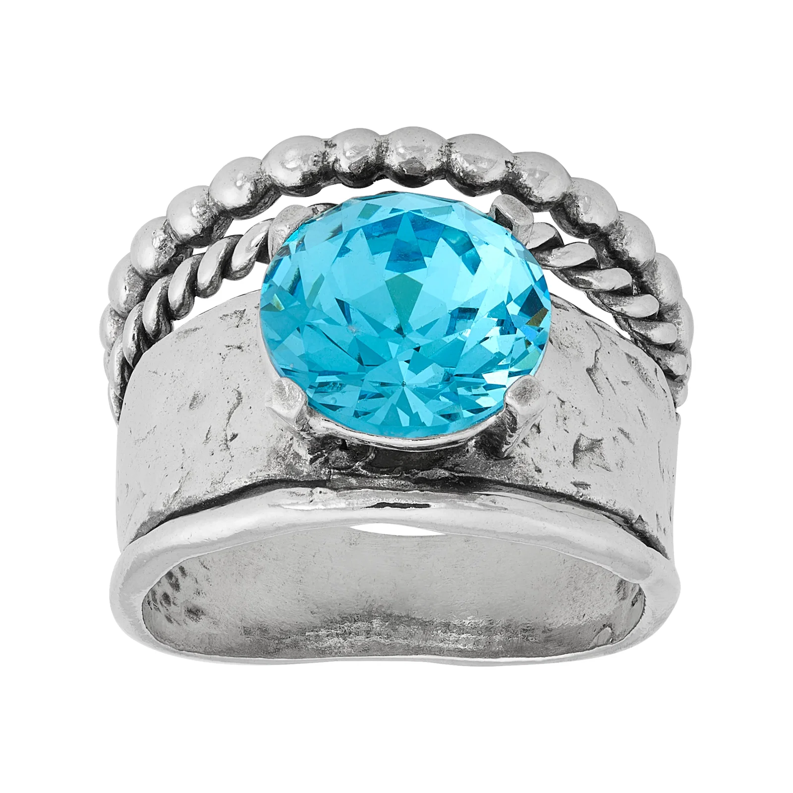 Glacial Beam Ring, Blue Crystal