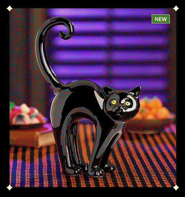 New: Midnight the Black Halloween Cat Ceramic Decoration, New: Tall Lighted Halloween Jack-o'-Lantern Ceramic Decoration, New: Esmeralda the Good Witch Vintage-Inspired Halloween Ceramic Figurine, New: Deluxe Halloween Candy Mix, 1 Pound Bag, New: Midnight the Black Cat and Jack O'Lantern Ceramic Halloween Bowl