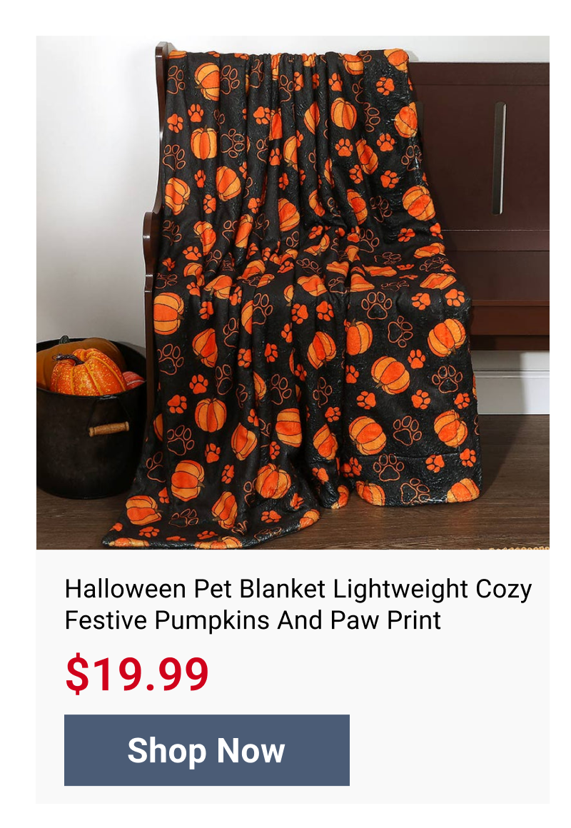 Halloween Pet Blanket Lightweight Cozy Festive Pumpkins And Paw Print