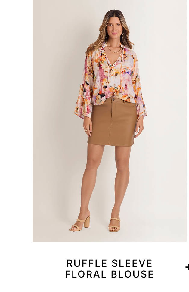 Ruffle Sleeve Floral Blouse