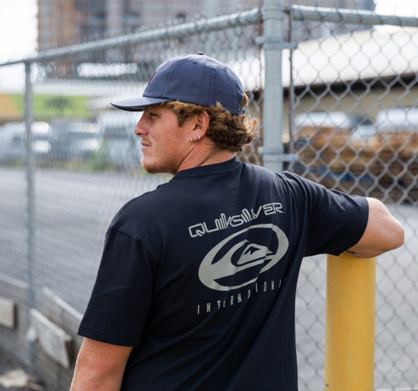 Model wearing Quiksilver Graphic T-Shirt