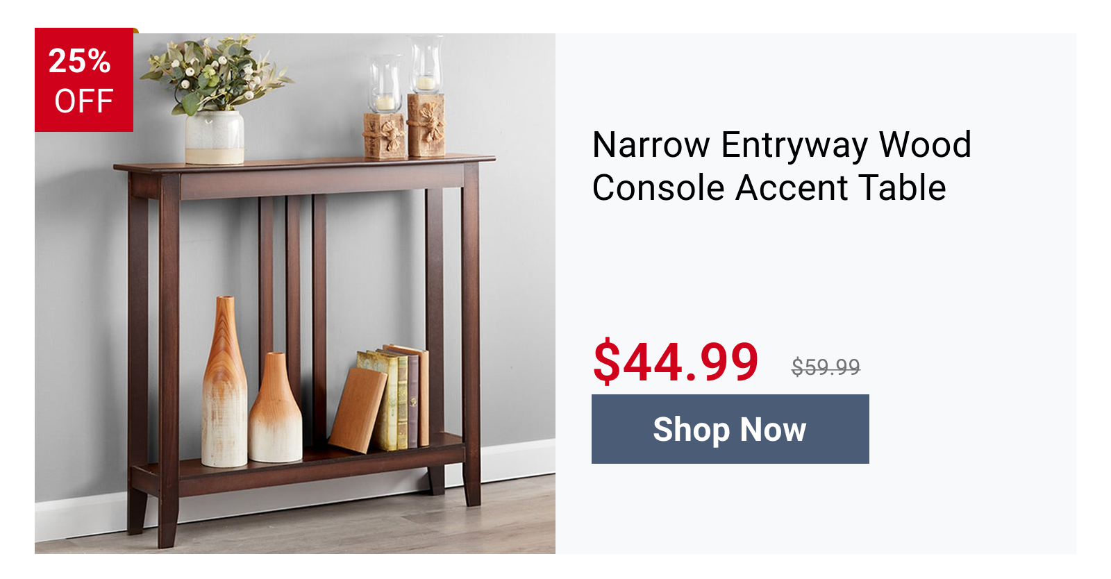 Narrow Entryway Wood Console Accent Table