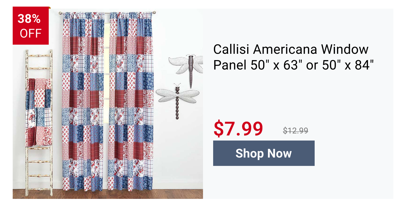 Callisi Americana Window Panel 50" x 63" or 50" x 84"
