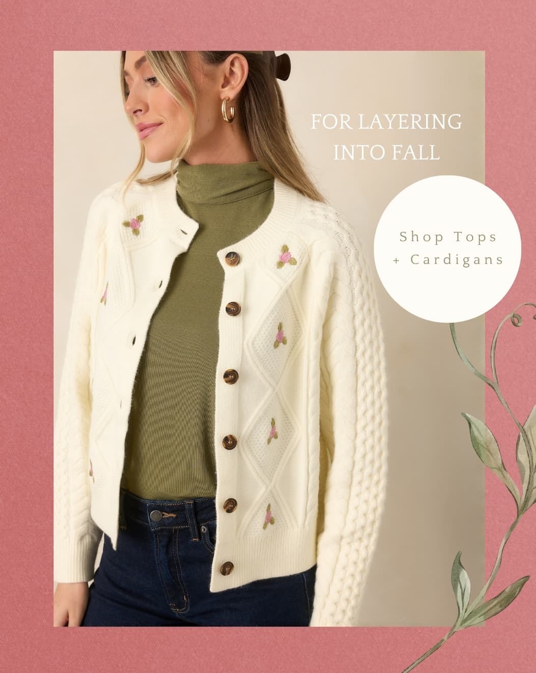 "For layering into fall. Shop tops + cardigans."