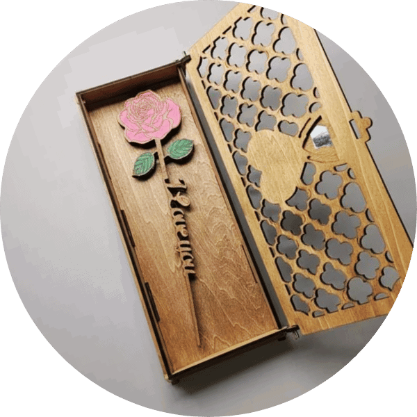 Laser Cut Wooden Rose with Name