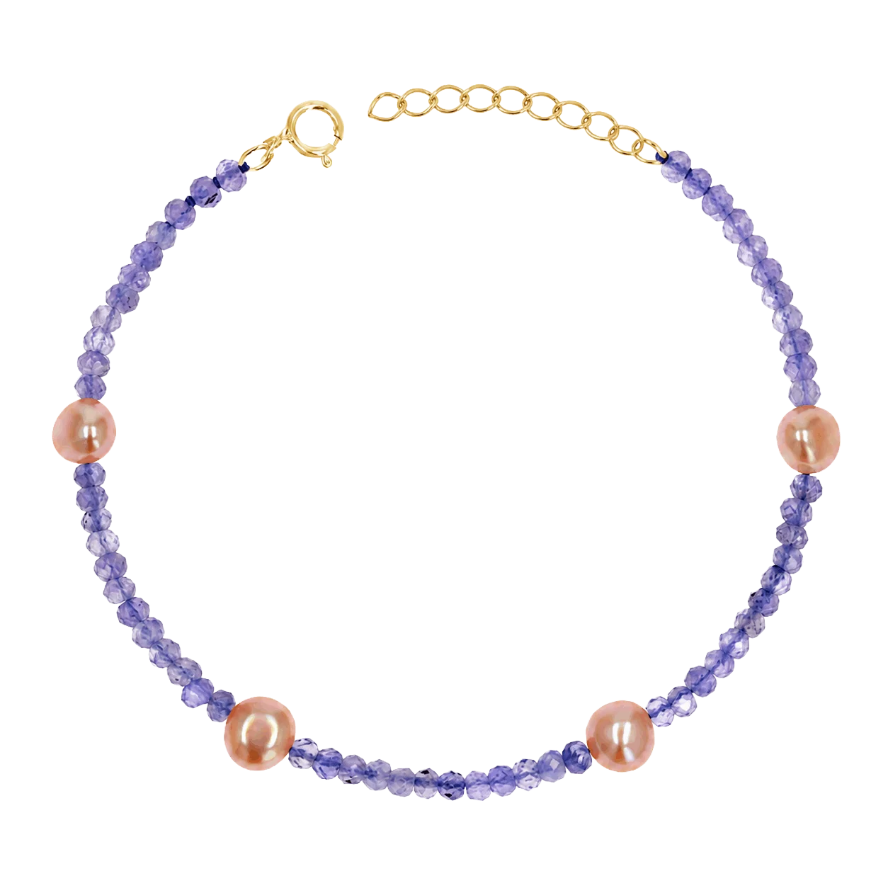 Image of Tanzanite & Pink Pearl Station Bracelet