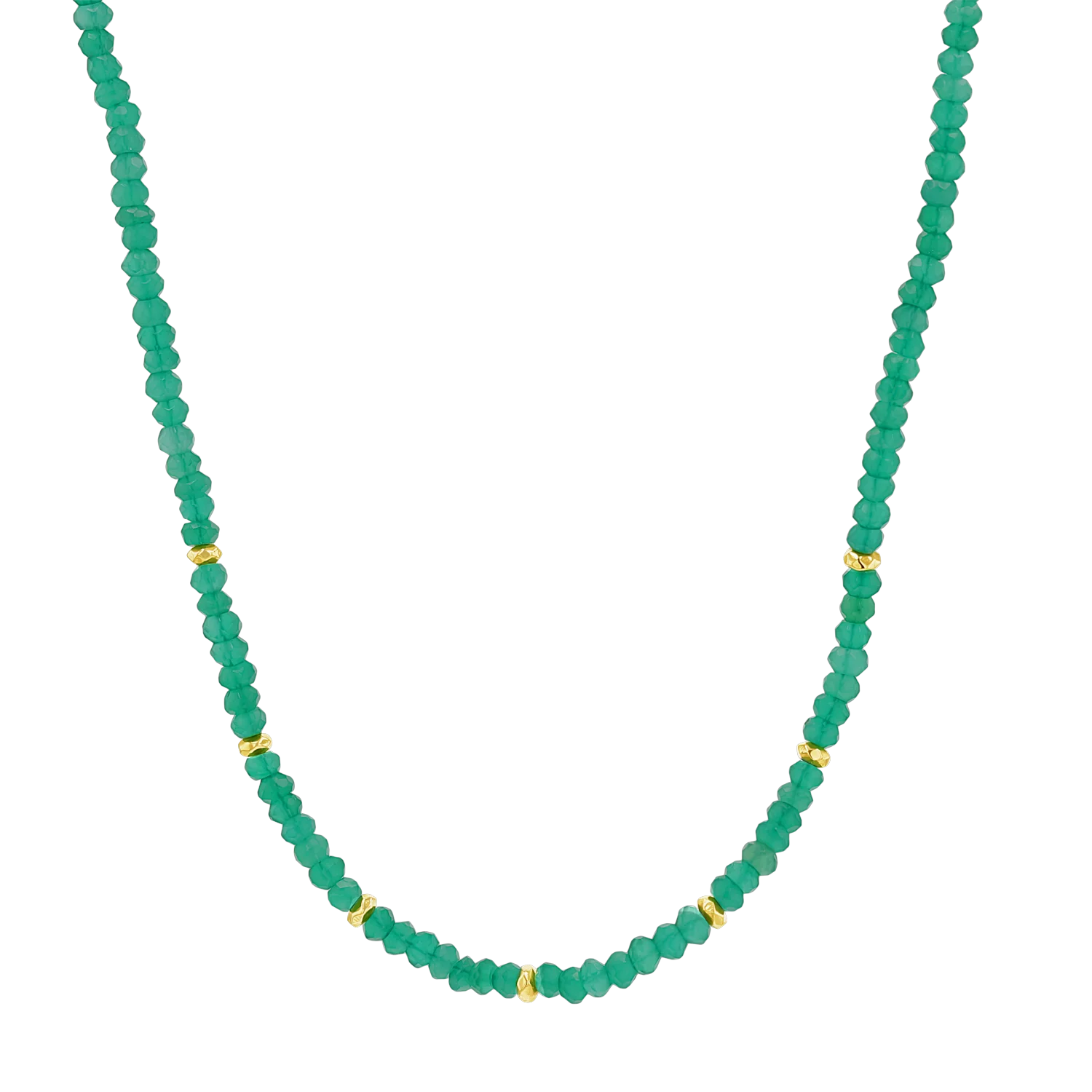 Image of Green Onyx Gold Bead Necklace