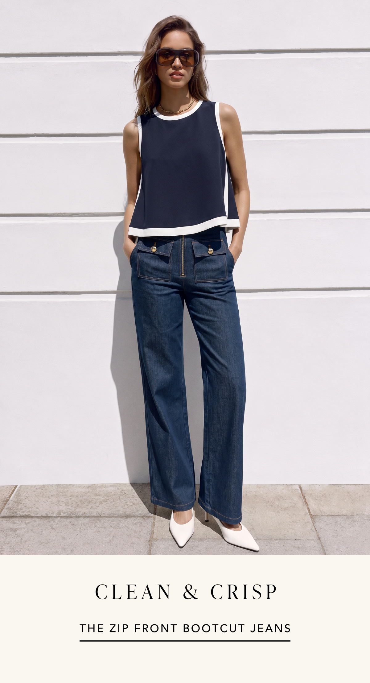 Two Pocket Zipper Front Bootcut Stretch Pants