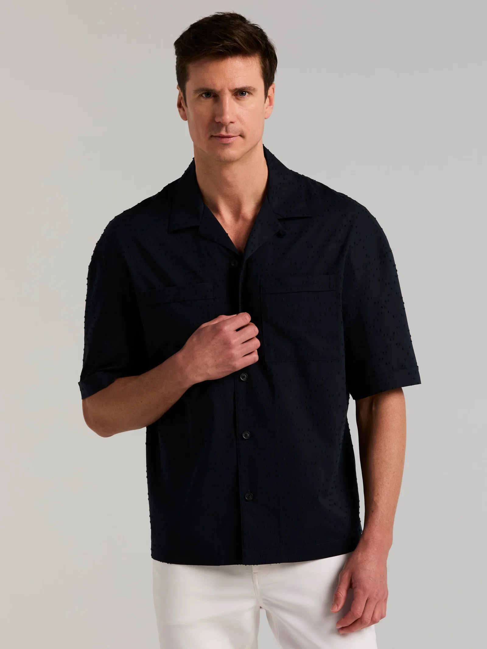 Textured Double-Pocket Cotton Shirt