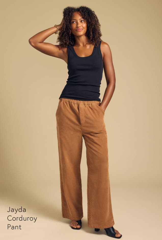 Image of model wearing Jayda in Clove.