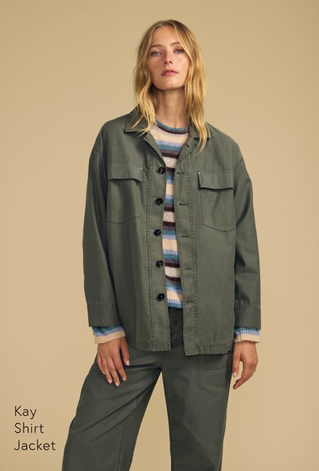 Image of model wearing Kay in Hunter Green.