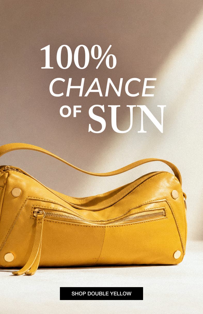 100% CHANCE OF SUN. SHOP DOUBLE YELLOW. Image of Doxie in double Yellow. 