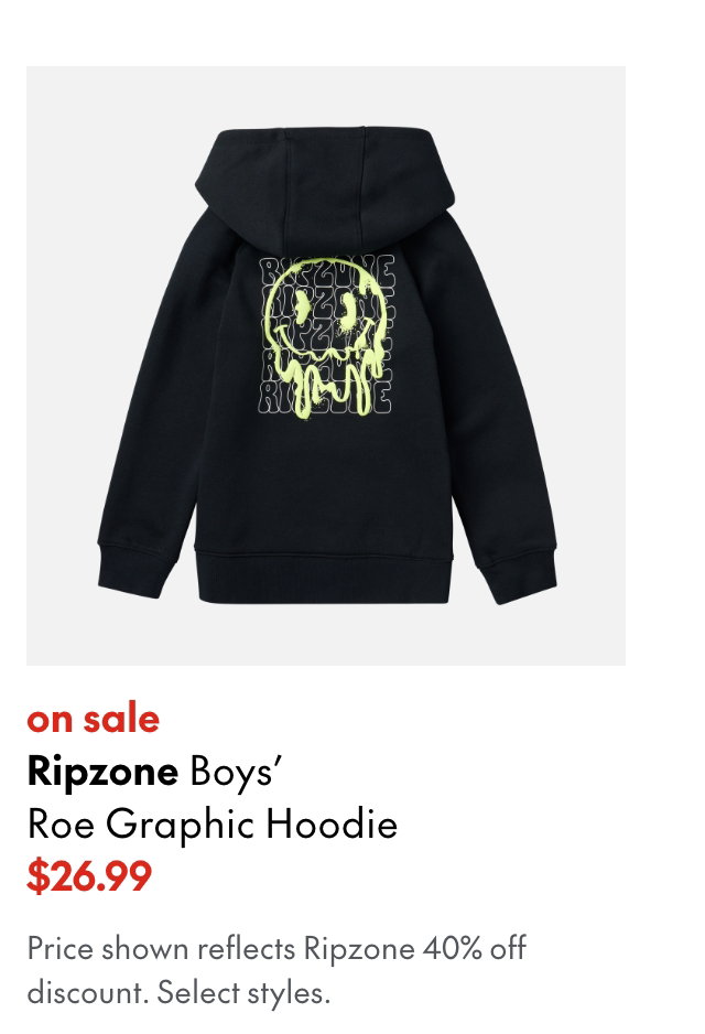 Ripzone Boys' Roe Graphic Hoodie
sale
26.99
Price shown reflects Ripzone 40% off discount.