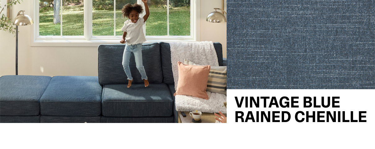 VINTAGE BLUE RAINED CHENILLE