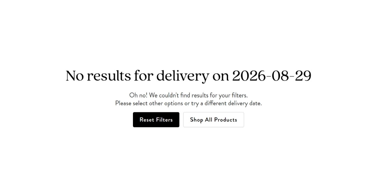 Farmgirl Website showing availability message