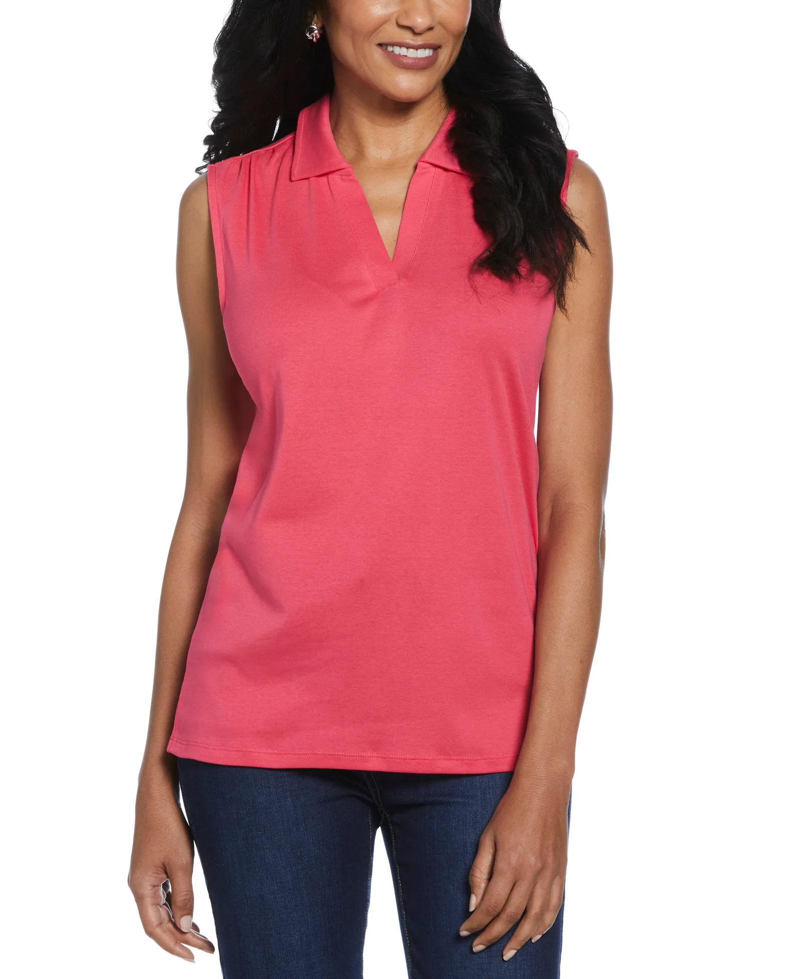 Image of Ribbed V-Neck Polo