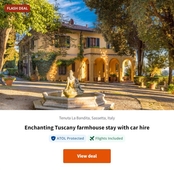 Enchanting Tuscany farmhouse stay with car hire