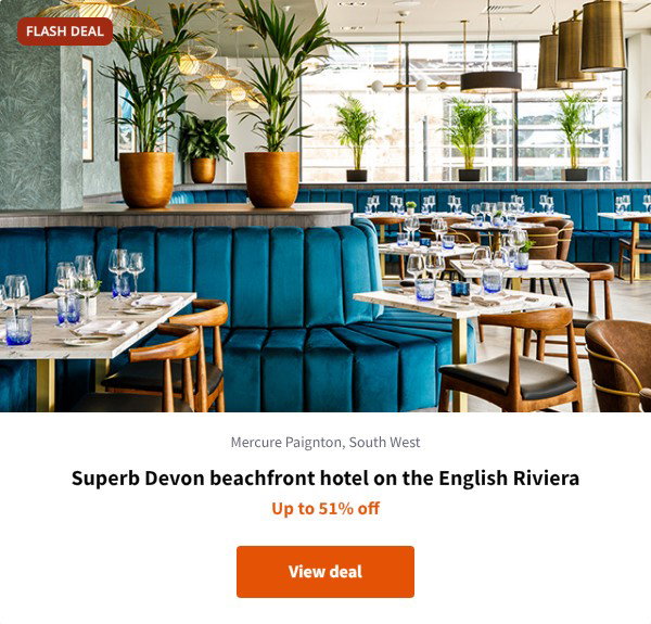 Superb Devon beachfront hotel on the English Riviera