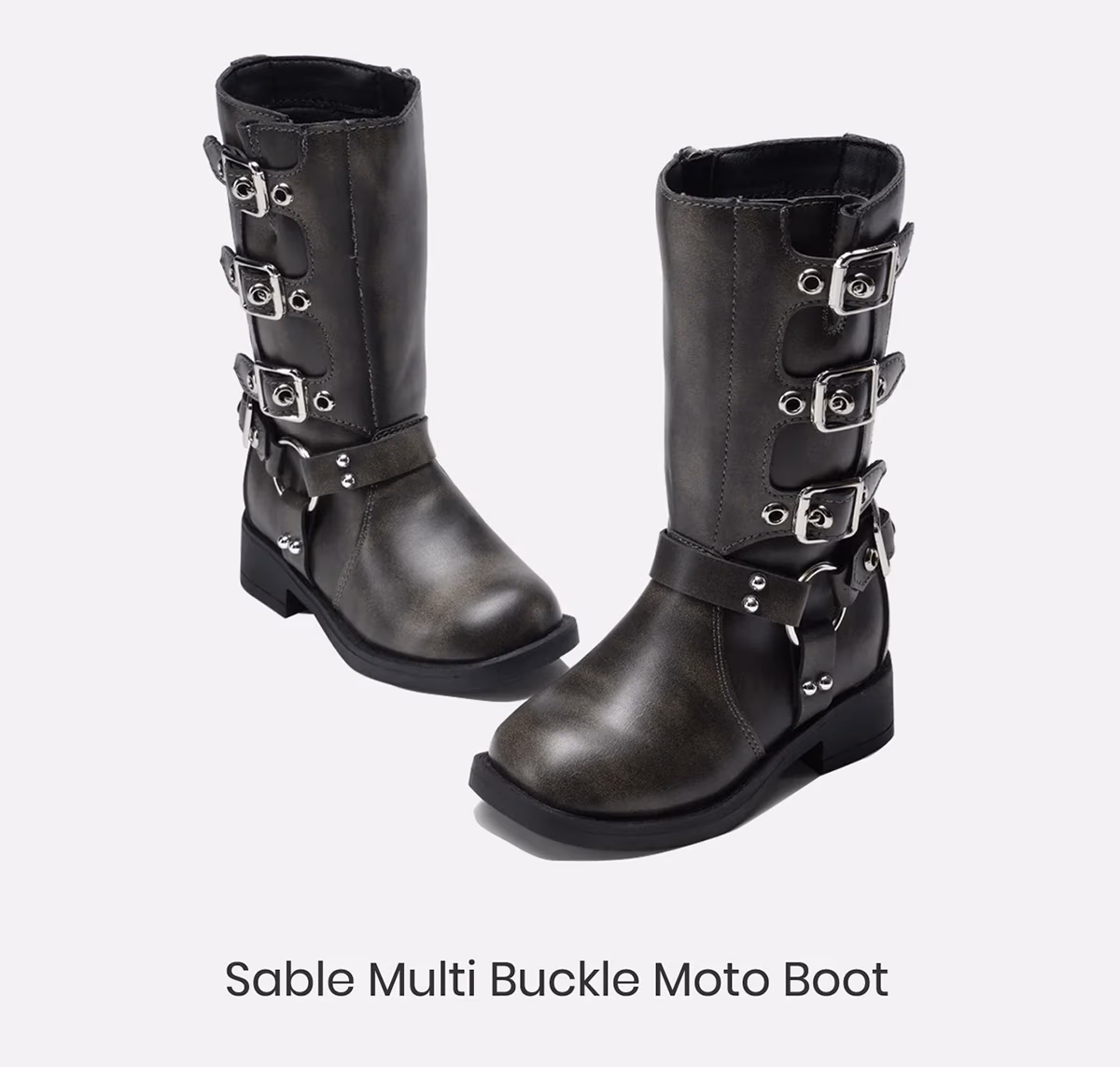 Sable Multi Buckle Moto Boot
