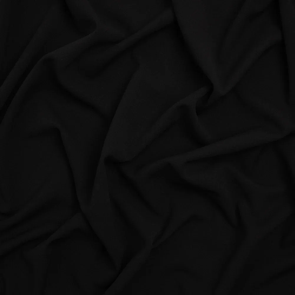 Image of Stretch Polyester Crepe Double Knit - Black - Designer Deadstock
