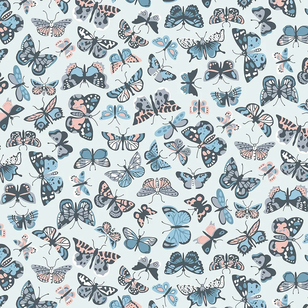 Image of Liberty Art Fabrics Muted Blue Kaleidoscope Sky Lasenby Quilting Cotton