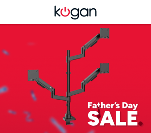 Kogan Heavy-Duty Full Motion Gas Spring Triple Ultra Wide Monitor Arm for up to 49 inch Monitors Product Image